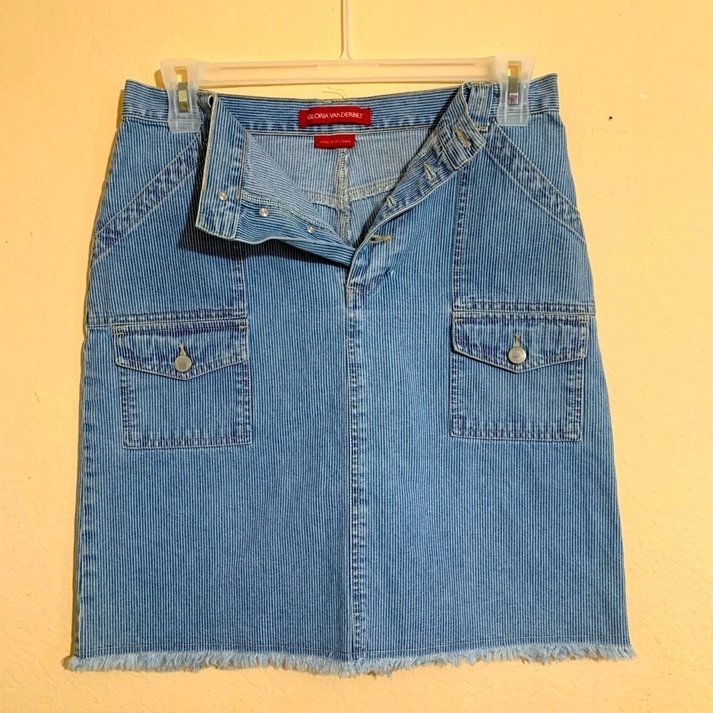 Gloria Vanderbilt striped blue jean skirt